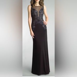 Black Women’s Sleeveless Beaded Sequin Long Gown Dress